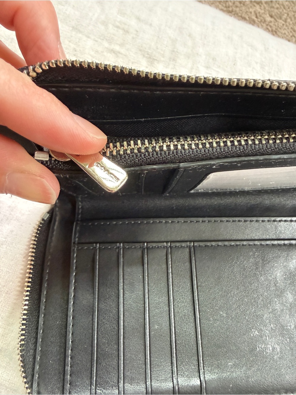 🔥🐰RARE Disney X Coach Medium Black Leather Zip Around Wallet w/ Thumper f/ Bambi - Picture 15 of 16